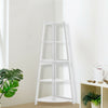 5 Tier Ladder Corner Shelf Storage Display Unit Wooden Stand Rack Home White UK