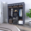 Mondeer Canvas Wardrobe Fabric Shelving Storage Cupboard Hanging Rail Grey
