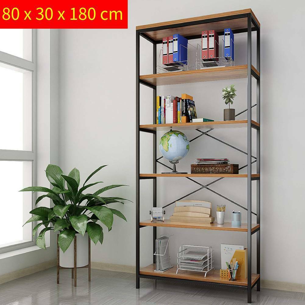 6 Tiers Bookshelf Bookcase Ladder Shelf Storage Display Unit Metal Plant Stand