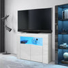 Corner TV Unit Stand Cabinet White Gloss &Matt Led Lights UK