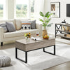 Split Lift-top Coffee Table with Storage Side Drawer&Metal Legs for Living Room
