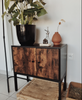 Industrial Side Cabinet Slim Vintage Sideboard Bedside Storage Cupboard Small