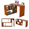 Brown L-shaped Computer Desk Corner PC Table Workstation Home Office w/ Shelves