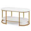 Modern Faux Marble Coffee Table 2-Tier Rectangular Chic Cocktail Accent Table