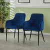 Pair Luxury Blue Velvet Dining Chairs Dining Room Kitchen Chairs Tub Chairs
