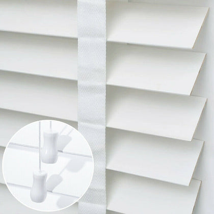 White Venetian Blinds Wooden Taped Slats Window Blinds -120cm Drop Various Width