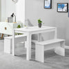 White Dining Table & Bench Set Kitchen Dining Room Restaurant Furniture Modern