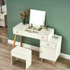 Vanity Flip-up Mirror Storage Dressing Table w/ 3 Drawers 1 Door Stool Set UK