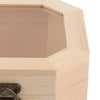 Octagon Shape Wood Earrings Ring Jewelry Storage Box Wedding Gift Case Glass Top