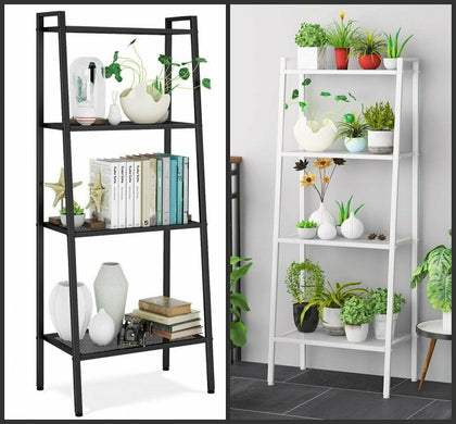 4Tier Ladder Shelf Storage Shelving Unit Bookcase Corner Rack Display Stand