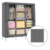 Grey Stylish Canvas Material Wardrobe Storage Large Fabric Portable Cupboard New