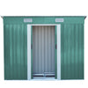 8x4FT Outdoor Storage Garden Shed Sliding Door Galvanised Metal Green Tool House