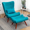 Upholstered Lounge Fabric Chair Sofa Velvet Armchair with Footstool Living Room