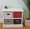 White Wooden Storage Unit 4 Woven Multi-Colour Baskets Drawers Small Cabinet New