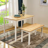 Solid Wood Dining Table and Chairs 2 Bench Set Dining Room Home Furniture New