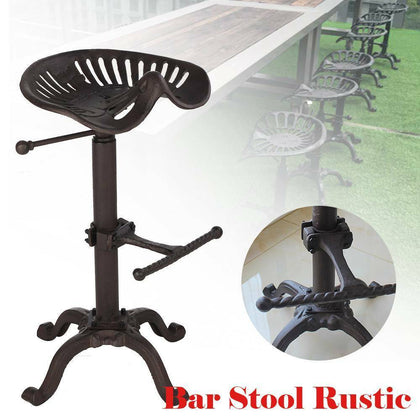 Vintage Tractor Seat Adjustable Bar Stool Rustic Cast Iron Industrial Chair UK