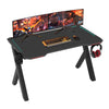 Extra Wide Black Carbon Effect Gaming Computer Desk Table with Holder Hook X Leg