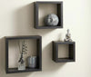 Cali Modern Set of 3 Floating Wall Shelves Display Cube Shelf White Black Oak