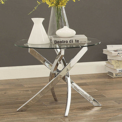 Modern Clear Glass Dining Table With Chrome Legs Coffee Tea Table Home Office