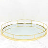 Round Gold mirror candle tray plate wedding table decorative mirror tray 40 CM