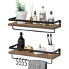 2Pcs Corner Wall Shelves Industrial Style Metal Wood Shelving Shelf Storage Hook