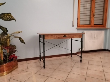 Small Industrial Computer Desk Large Drawer Rustic Office Laptop Writing Table