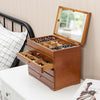 Mirrored Wooden Jewellery Box Chest Rings Necklaces Storage Organiser Cabinet