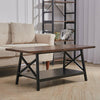 Rectangular Coffee Table Industrial Rustic Wood Centre Table with Storage Shelf