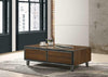 Bretton Walnut Living Room Coffee Table 2 Drawers open Storage Space