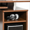 Multi-Storage Computer Work Desk Table w/ Drawer Keyboard Tray Brown