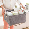 Fabric Storage Box Plain Foldable Collapsible Rope Handles Storage Cubes Basket
