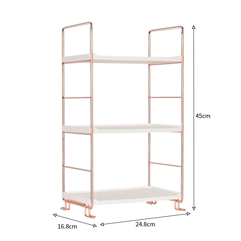2/3 Tier Rose Gold Storage Holder Rack Shelf Organizer Shelving Countertop Units