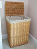 Lidded Wicker Linen Laundry Bin Basket with Cotton Liner