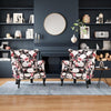 High Back Upholstered Fabric Floral Armchair Padded Sofa Accent Chair Studs Seat