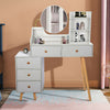 Modern Dressing Table Vanity Set Makeup Desk w/ Mirror & 5 Drawers 4 Shelves