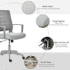 Vinsetto Mesh Home Office Chair Swivel Desk Task w/ Lumbar Back Support, Grey