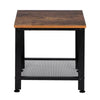 Industrial Side Table Set Nightstand Bedside Tables with Shelves Vintage Shelf