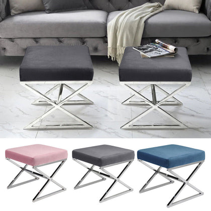 Dressing Table Stool Bedroom Makeup Chair Padded Seat Velvet Footstool Footrest