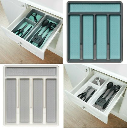 Plastic Kitchen Cutlery Tray Organiser Rack Holder Drawer Insert Tidy Storage