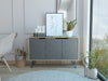 Sideboard or TV Stand Cabinet 3 Door Cupboard Bleached Pine & Stone Effect Doors