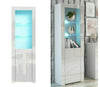 Tall White Gloss Display Glass Cabinet Shelving Bookcase Door Unit Blue LED Lily