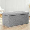 UK GREY LARGE LINEN FOLDING STORAGE OTTOMAN POUFFE SEAT FOOT STOOL STORAGE BOX