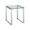 Square Modern Chrome Metal and Tempered Glass Living Room Side End Table