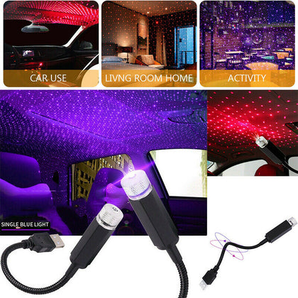 USB LED Car Interior Roof Atmosphere Star Night Light Lamp Projector Light Decor