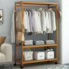 3 Layer Wooden Rail Clothes Hanging Coat Stand Shoe Rack Shelve Storage Wardrobe
