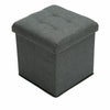 GREY LINEN LARGE FOLDING STORAGE OTTOMAN POUFFE SEAT FOOT STOOL STORAGE BOX UK