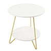 Gold Finish Round 2 Tiers Side Table Coffee Table Room Living Room Furniture NEW