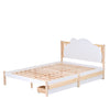 Wooden Bed Frame Storage Drawers 4ft6 Double Size Kids Bed with Cloud Headboard
