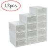 12X Clear Plastic Shoe Storage Boxes Drawer Stackable Foldable Durable Organiser