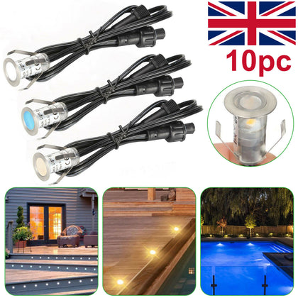 10X 18mm LED Recessed Deck Lights Decking Plinth Kickboard Outdoor Patio Lamp UK
